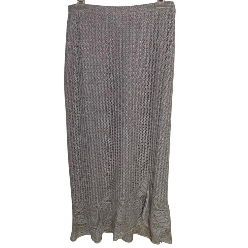 Elegant Vintage Silver Knit Skirt